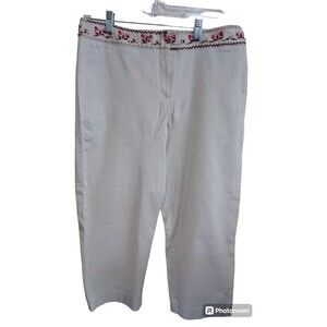 Larry Levine Capri Pants Sport Stretch‎ Embroidered Beaded Boho Size 12